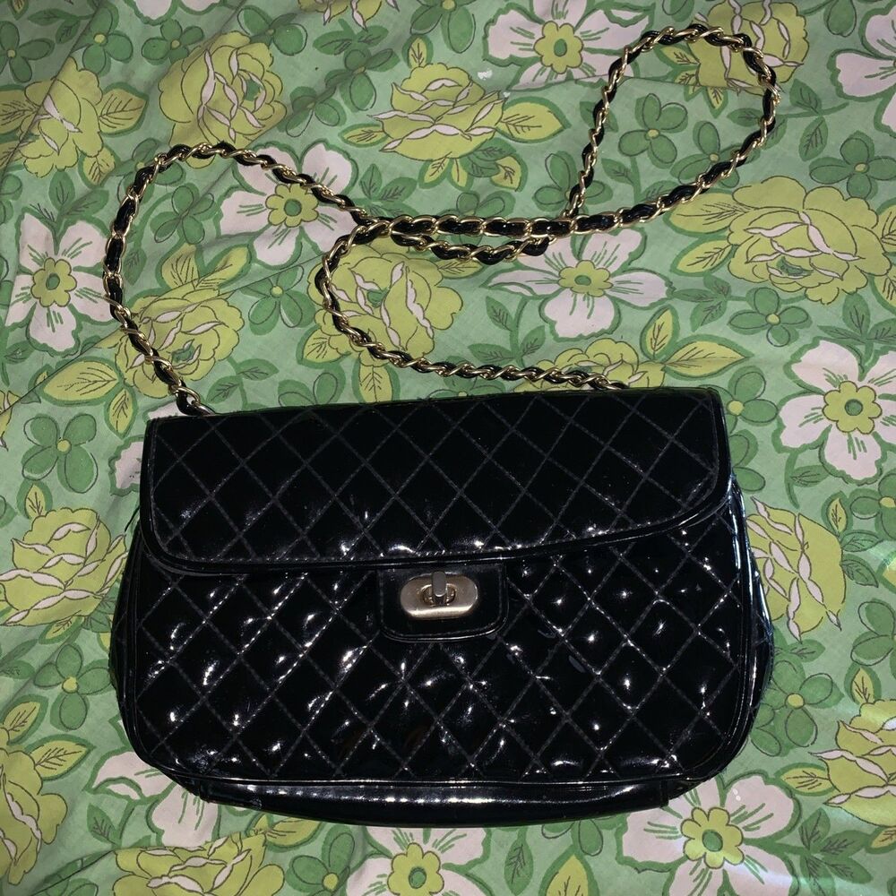 Vintage, Etra Black Quilted Leather Handbag-Crossbody